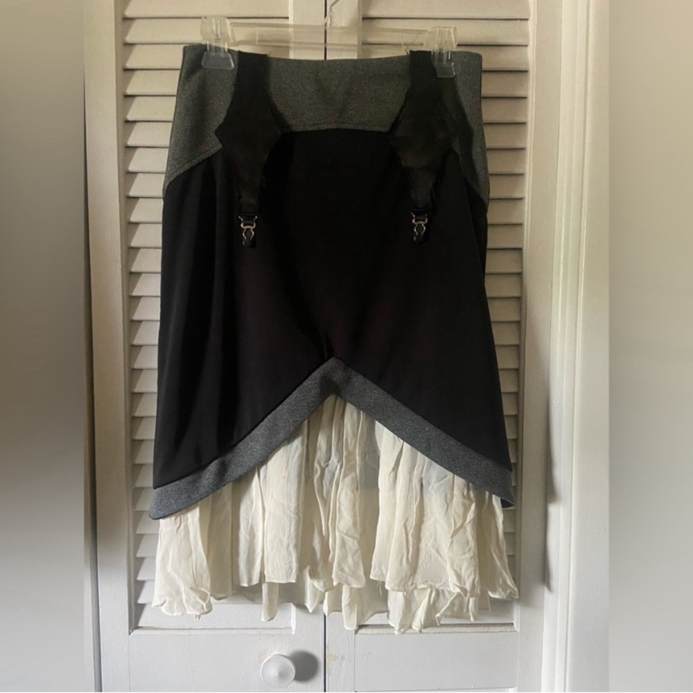 🗝️ Heavy Red Couture Noir vintage chiffon pencil skirt size Medium 🗝️